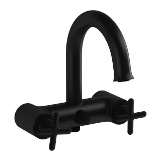 VitrA Origin Classic Zweigriff-Wannenfüll- und Brausearmatur mit drehbarem Schwarz Matt,A4289336 A4289336