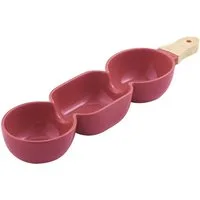 Ladelle Servierschale Alto Serve & Share Servierstick 3-teilig Burgunderrot, Porzellan, Gummibaumholz