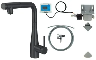 Neuesbad Armatur mit PULL-OUT SPRAY und WATER FILTER Set, Schwarz NB1DEBREFN75M1