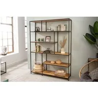 riess-ambiente Bücherregal SLIM LINE 185x135cm natur / schwarz, Einzelartikel 1-tlg., Wohnzimmer · Holzwerkstoff · Metall · mit Ablage · Industrial