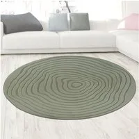 Carpetia Designteppich Kurzflor Teppich mit 3D-Effekt, rund, Höhe: 14 mm, weich, pflegeleicht und für Fußbodenheizung geeignet