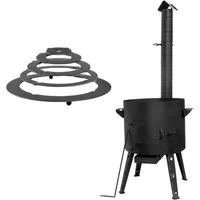 BIG-PAN Feuerstelle Ø44cm Uchag 2mm Stahl Abzugsrohr Adapter-Ringe Utschak Feuerstelle