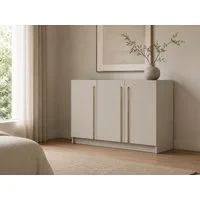 MOEBLO Kommode Glamy 3D (Elegante 3-türige Kommode mit viel Stauraum, geräumigen Einlegeböden und goldfarbenen Griffen – Ideal für Schlafzimmer oder Wohnzimmer, Sideboard Wohnzimmer Kommode Schlafzimmer Komodenschrank Highboard), (BxHxT): 135 cm x 94