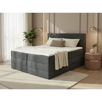 Sofnet Boxspringbett Mollo XL (2x Bettkästen, Bonellfederkern- und Taschenfederkernmatratze, Topper), Polsterbett, Doppelbett, Cord Bezug, mit Kopfteil, 140/160/180x200 cm