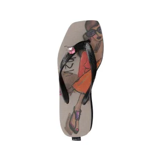 Beach Cocktail Girl Flip-Flops mit mittelhohem Absatz in Taupe