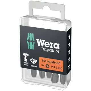 Wera 851/4 IMP DC PH DIY Impaktor PH Bits, PH 3 x 50 mm, 5-teilig - 05057657001