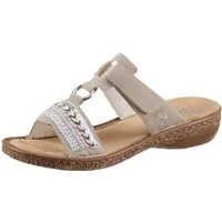 Rieker Pantolette Keilabsatz, Sommerschuh, Schlappen mit Pailetten- und Perlenbesatz