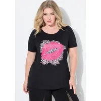 MIAMODA T-Shirt T-Shirt bequeme Passform Glitzersteinchen Kussmund