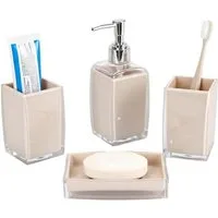 Cheffinger Seifenspender Bad-Accessoire Set Seifenspender Zahnbürstenhalter Cheffinger beige