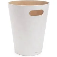 Umbra Mülleimer Woodrow, 7,5 Liter, Weiß / Natur, aus Holz, Papierkorb für Büro Wohnzimmer