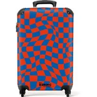 NoBoringSuitcases.com© Hartschalen-Trolley Gewellter rot-blau karierter Druck 55x35x20cm, Reisekoffer mit 4 Rollen, Carry on luggage, Männer