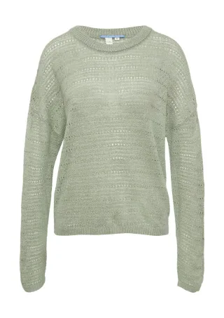 Q/S designed by - leichter Pullover mit Ajourmuster grün - Gr. - XXL