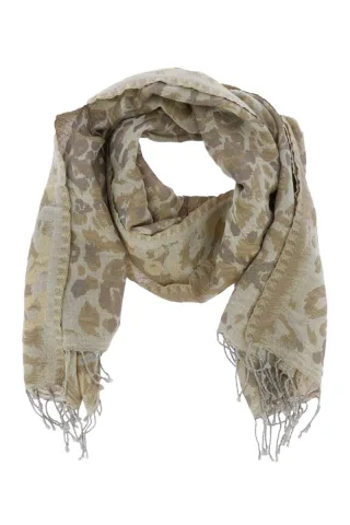 signe nature - Schal mit Animal-Print beige - Gr. - OS