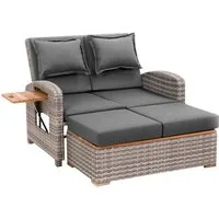 Greemotion Gartenlounge-Set Bahia Tobago 2-Sitzer Rattan grau mit Liegefunktion