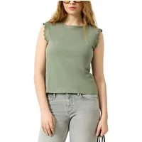 QS Rundhalsshirt mit Häkel-Details an der Schulter