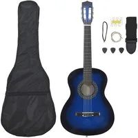 vidaXL Westerngitarre 8-tlg. Klassikgitarren-Set für Anfänger Blau 3/4 36"