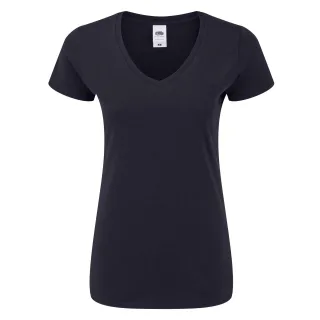 Fruit of the Loom - "Iconic 150" T-Shirt V-Ausschnitt für Damen (Marineblau)