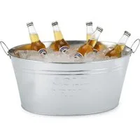 Spetebo Wein- und Sektkühler XXL Zink Getränkekühler COLD DRINKS Eiskübel 50 cm, mit 2 einklappbaren Tragegriffen