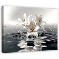 Wallarena Leinwandbild Abstrakt Grau Wandbild Schlafzimmer, Blumen, 60x40x2cm