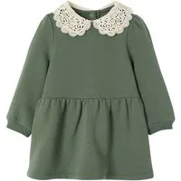 vertbaudet Minikleid Mädchen Baby Sweatkleid mit Häkelkragen