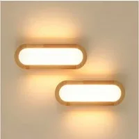 BlingBin LED Wandleuchte 12W Innen Holz Wandlampe, Moderne LED Wandleuchte Warmweiß 3000K, Beleuchtungsfläche: 5–8 m², LED fest integriert, Warmweiß, LED Wandbeleuchtung für Schlafzimmer Wohnzimmer Treppenhaus Korridor