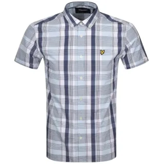 Lyle & Scott Kurzarm-Deckblau-kariertes Hemd