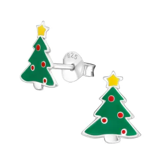 Weihnachtsbaum Ohrringe aus 925 Silber