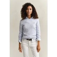 Gant Strickpullover STRETCH COTTON CABLE C-NECK mit Logostickerei auf der Brust