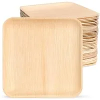 wisefood Einwegteller Palmblatt-Teller, quadratisch, 25 x 25 cm, (25 St)