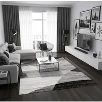 Vimoda Läufer Wohnzimmer Teppich Kurzflor, geometrisches Look, Rechteckig, Höhe: 5 mm, Läufer Moderner Meliert Muster für Küche und Schlafzimmer