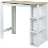 en.casa Bartisch, »Danderyd« 120x60x106 cm mit 3 Ablagefächern Weiß/Eicheoptik