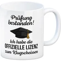 speecheese Tasse Doktorhut Prüfung bestanden Kaffeebecher mit Spruch Lizenz zum