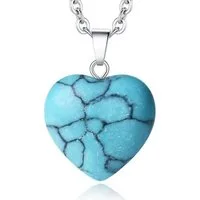LuxusKollektion Edelstein Halskette Silber Damen Herz Anhänger Kristalle Reiki Liebe Grün Türkis
