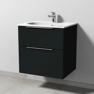 Sanipa 3way Waschtischunterbau zu Geberit Acanto Slim Waschtisch mit 2 Auszügen, Vulkan-Matt UP4101V