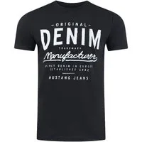MUSTANG T-Shirt Herren Printshirt Basic Print Regular Tee (1-tlg) Kurzarm Tee Shirt mit Rundhalsausschnitt aus 100% Baumwolle