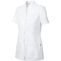 Velilla Blusenjacke Damen Pflegekasack Kurzarm mit Mao-Kragen und Druckknöpfen