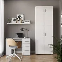 Vicco Aktenschrank Frank, Weiß, 80 x 223 cm mit Schrankaufsatz (1-St)