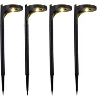 Expo Börse LED Solarleuchte, LED-Leuchtmittel fest verbaut, Warmweiß, Solarleuchte Außenlampe Steckleuchte LED Erdspieß schwarz Garten 4x