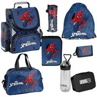 PASO Schulrucksack (Schulset, 8-tlg), Spider-Man, 8-tlg. Set, Blau