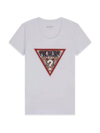 Guess - SS CN PAISLEY TRIANGLE TEE Pure White - Gr. - M