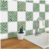 K&L Wall Art Fliesenaufkleber selbstklebend Klebefliese Sticker Grüne Mosaik Kachel 12Stk