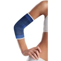 LifeMed Ellenbogenbandage ELLBOGENBANDAGE elastisch Blau Tennisarm Sportbandage (Größe M - 90), Ellbogenstütze Ellenbogenschutz Ellbogen Stütze Bandage