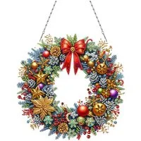 CLTYQ Kreativset Diamond Painting Weihnachtsdekorationskranz DIY Set,Weihnachtskranz, für Anfänger, Erwachsene & Kinder, Weihnachts Anhänger DIY Kit