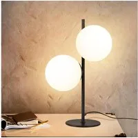 ZMH Tischleuchte modern Nachttischlampe - Schwarz/Gold 2 Flammig Glas, HochwertigeDesign, ohne Leuchtmittel, E27 Industrial Schlafzimmerlampe mit 1,5M Kabel für Wohnzimmer