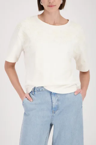 monari - Sweatshirt mit Blumenstickerei marble - Gr. - 42