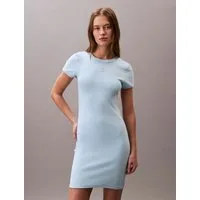 Calvin Klein Jeans Jerseykleid SS CTN CNTR 1X1 RB S Mit Rundhalsausschnitt