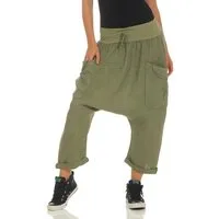malito more than fashion Leinenhose malito Damen Pumphose aus Leinen, Stoffhose in Unifarben, Freizeitho Pumphose aus Leinen
