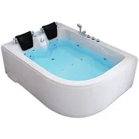 HOME DELUXE Whirlpool-Badewanne BLUE OCEAN - XL 180 x 120 cm, (inkl. Nackenkissen, Armaturen und Whirlpoolpumpe), ABS-Sanitäracryl, Eckwanne, 2 Personen