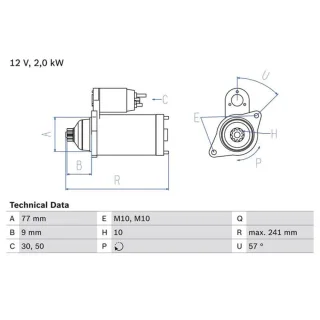 Bosch Anlasser 2,0 kW Hyundai Kia Mitsubishi 0986018731