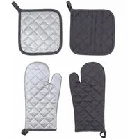 kamelshopping Topflappen 4-tlg. Set: 2 Ofenhandschuhe, 2 Topflappen, Obermaterial Baumwolle, Hochwertige Topfhandschuhe mit Aufhängeschlaufe, für Herd & Backofen